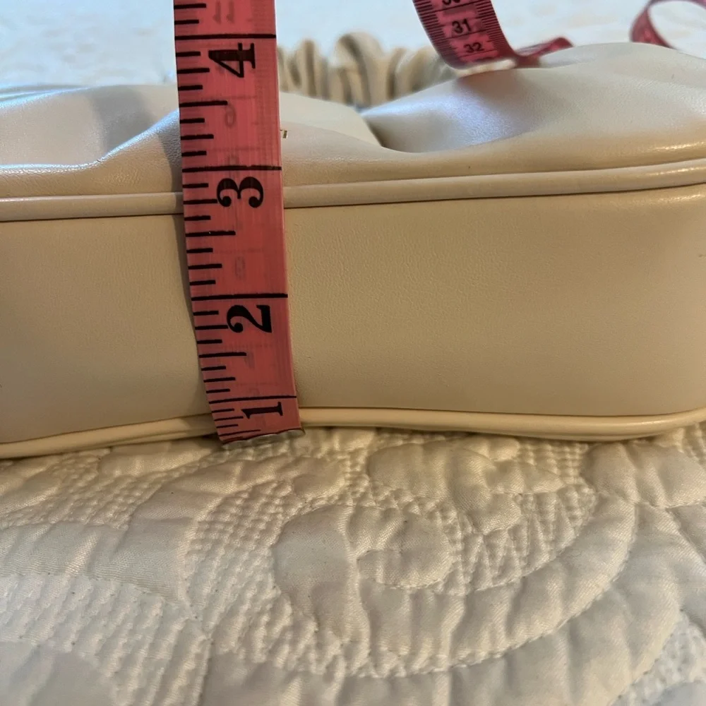 JW PEI Gabbi Ruched Small Hobo Vegan Faux Leather Wrist Handbag Ivory Neutral